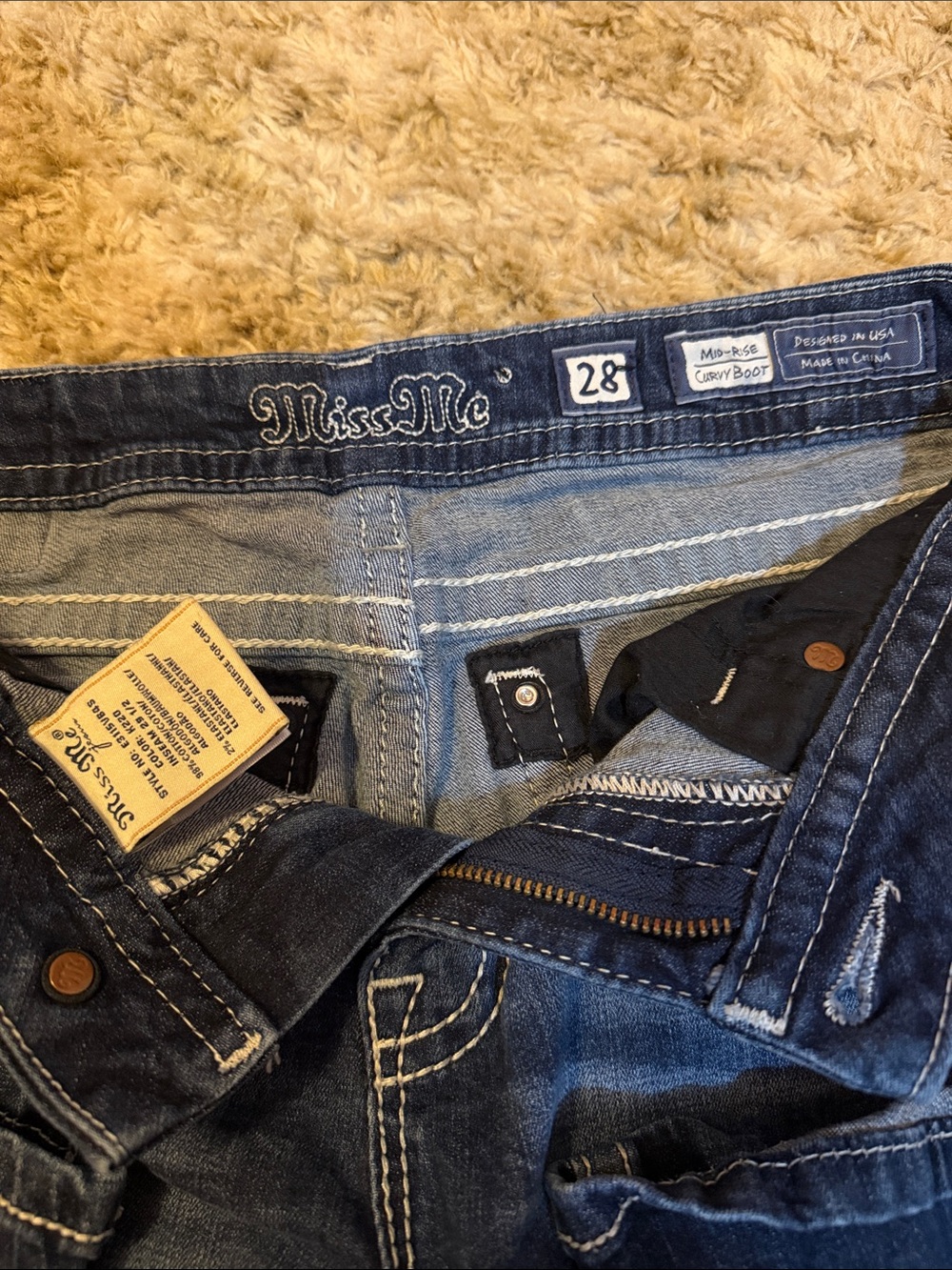 Miss Me Two-Tone Dark & Medium Wash Bootcut Jeans - Picture 2 of 3